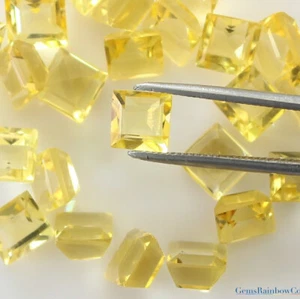 Natural Citrine Square Faceted 5 mm & 6 mm Loose gemstone Lemon color AA quality - Imagen 1 de 8