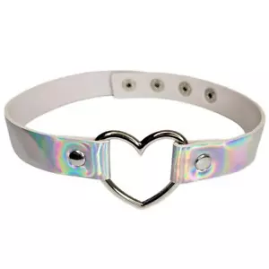Gargantilla Corazón Holograma Brillante Metálico Ajustable Broches de presión Plata Iridiscente 999468 - Imagen 1 de 5