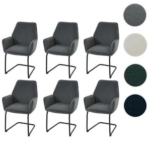 6er-Set Freischwinger HWC-G67, Esszimmerstuhl Küchenstuhl Stuhl, Stoff Öko-Tex - Bild 1 von 25