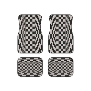 3D Illusion Autoteppiche Set, Karierte Universal Fußmatten, Individuelle Auto Dekor - Bild 1 von 4