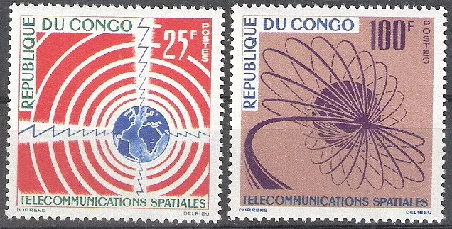 Congo 1963 edición de telecomunicaciones espaciales MNH (SC# 106-107) Foto 1 de 1