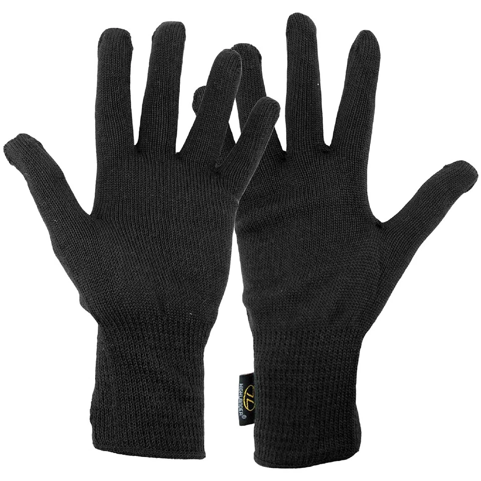 Highlander Thermal Cold Weather Inner Gloves Hiking Winter Warm Army Liner Black - Image 1 of 1