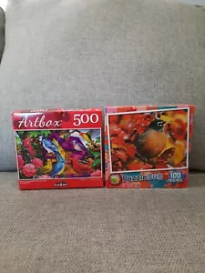 Lot of 2 Bird Jigsaw Puzzles Cra-Z-Art PuzzleBug Robin Songbirds 500 & 100 Piece - Picture 1 of 5