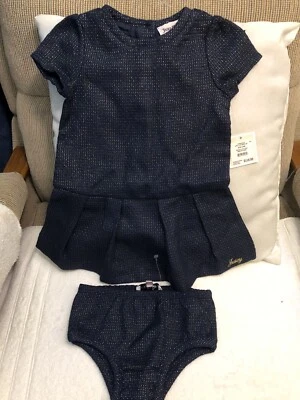 NUEVO JUEGO DE VESTIDOS JUICY COUTURE 2 PIEZAS 18M AZUL REAL CON HILO DORADO Foto 1 de 3