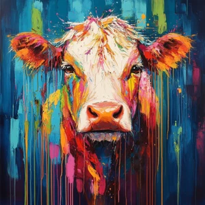 Quadro da parete Highland mucca colorato arte olio lusso tela stampa colorato - Foto 1 di 1