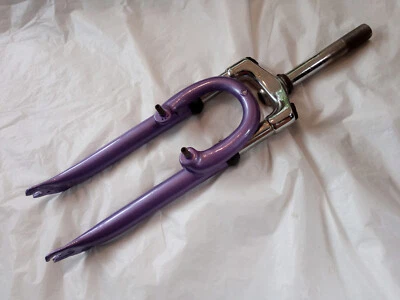 New 24" Lilac Steel BIKE SUSPENSION FORKS 1" x 152mm threaded Stem V brake - Image 1 of 4