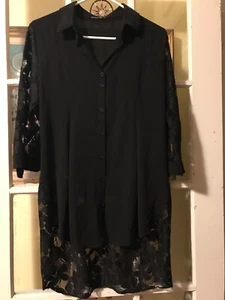 Damen Tunika Oberteil schwarz Spitze - Größe M - Bild 1 von 4