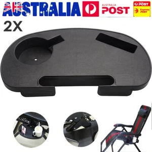 2Pcs Clip On Side Table Tray Cup Holder Bottle Stand For Sun Lounger / Camping - Picture 1 of 8
