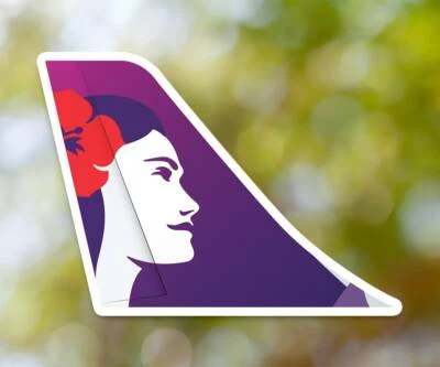 PRINTUZ Hawaiian Airlines Sticker, Tailplane Sticker Waterproof for Suitcase, Car,