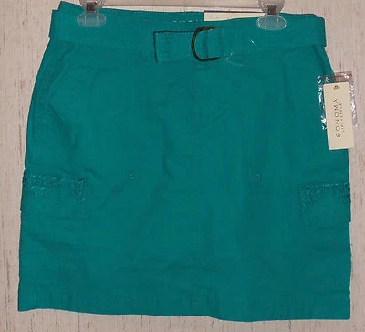 NWT WOMENS SONOMA VIRIDIAN GREEN CARGO SKORT W/ BELT  SIZE 4 - Image 1 of 3