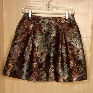 Coco + Jameson Brocade Shimmer Blue Brown Full Skirt Small - Picture 1 of 8