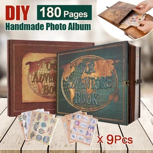 180 Pages Scrapbook Photo Our Adventure Book Album Retro Embossed Letter Leather - Picture 1 of 15