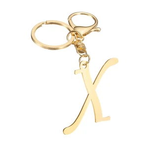 Gold Initial Letter Keychain, Stainless Steel A-Z Alphabet Keychains(Letter X) - Picture 1 of 7