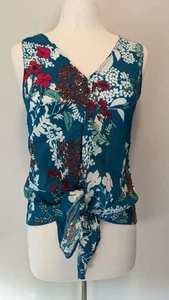 Kaos Made In Italy Womens Floral Tie-Front Sleeveless Top Large - Foto 1 di 7
