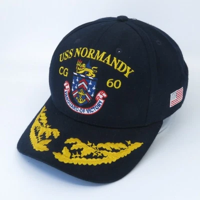 USS Normandy CG-60 Navy Sombrero Militar Barco Gorra Oro Bordado Cresta Foto 1 de 4