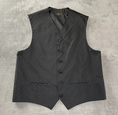 Louis Roth Dress Vest Mens Large Black Blue Formal Vest - Image 1 of 4