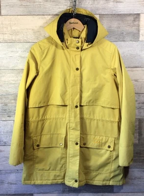 Barbour Yellow “Stratus” Hooded Raincoat With Lightly Padded Lining Size 14 VGC - Image 1 of 4