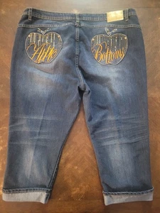 Pantalones de mezclilla Apple Bottom para mujer talla 22 bordados adornados con bolsillo de manzana capri - Imagen 1 de 12