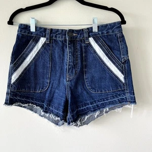 Pantalones cortos de mezclilla FREE PEOPLE Sweet Surrender cintura alta dobladillo crudo para mujer 27 - Imagen 1 de 6