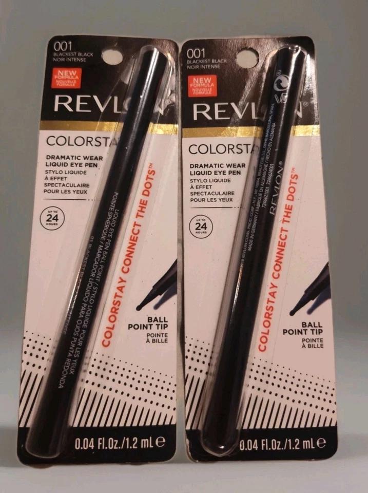 2 PACK Revlon Colorstay Liquid Eye Pen Eyeliner 16 Hour Liner 001 Blackest Black - Image 1 of 1