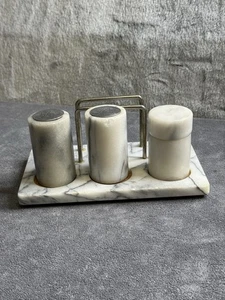 Marble Napkin Holder With Salt And Pepper Shakers And Toothpick Holder - Picture 1 of 8