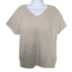 JOIE Top Cotton Sweater Shirt Knit V Neck Back Oversize Dolman Sleeve Sand Sz S - Picture 1 of 4