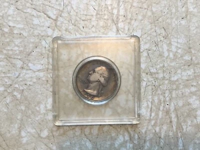 1950 S Washington Quarter 90% SILVER AMERICAN US 25 Cent TONED GOLD & RED Coin - Image 1 of 4