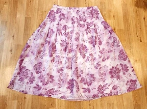 J. Jill Purple/white Floral Pleated Linen Midi Skirt Size 14 - Picture 1 of 8