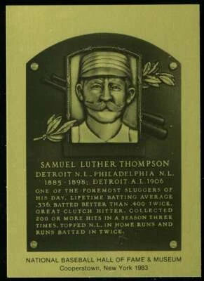 Samuel Sam Thompson Raro 1981-89 Salón de la Fama Placa Metálica Tarjeta Detroit  Foto 1 de 2