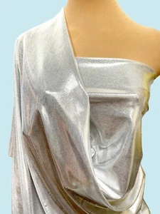 MYSTIQUE SILVER/WHITE STRETCH  FABRIC. 58 " BTY ,COSPLAY, COSTUMES,4 WAY - Picture 1 of 11