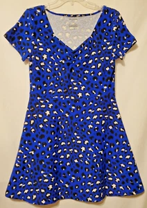 Arizona Jean Womens Large Blue Animal Print Cap Sleeve Knee Length T-Shirt Dress - Picture 1 of 24