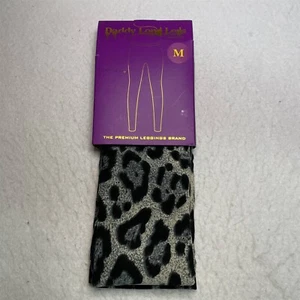 Daddy Long Legs London Leggings Womens Medium Stretch Leopard Print Gray - Picture 1 of 16