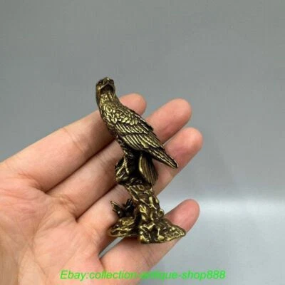 Antigua estatua china antigua de latón cobre fengshui animal águila halcón pájaro Foto 1 de 4