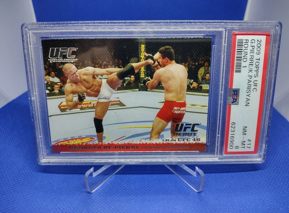 2009 Topps UFC Round 1 Georges St Pierre PSA 8 Rookie RC Card Rare GOAt - Image 1 of 1