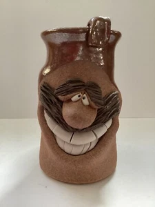 Taza facial de cerámica artística_estampada de estudio_sonrisa de dientes_bigote_taza "fea"_hecha a mano - Imagen 1 de 12