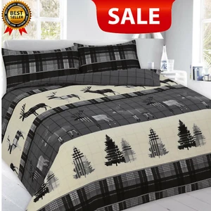 Thermal Flannelette Stag Duvet Set 100% Cotton Christmas Quilt Bedding All Sizes - Picture 1 of 10