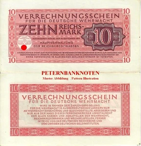 WEHRMACHT 10 Reichsmark 1944 (VF-XF) Ro 513 6299#19 Gebraucht used.. - Picture 1 of 3