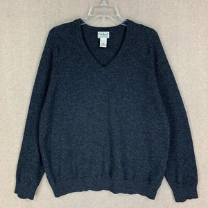 LL Bean Herrenpullover L REG dunkelgrau 100 % Lämmer Wolle V-Ausschnitt Pullover Strick - Bild 1 von 8