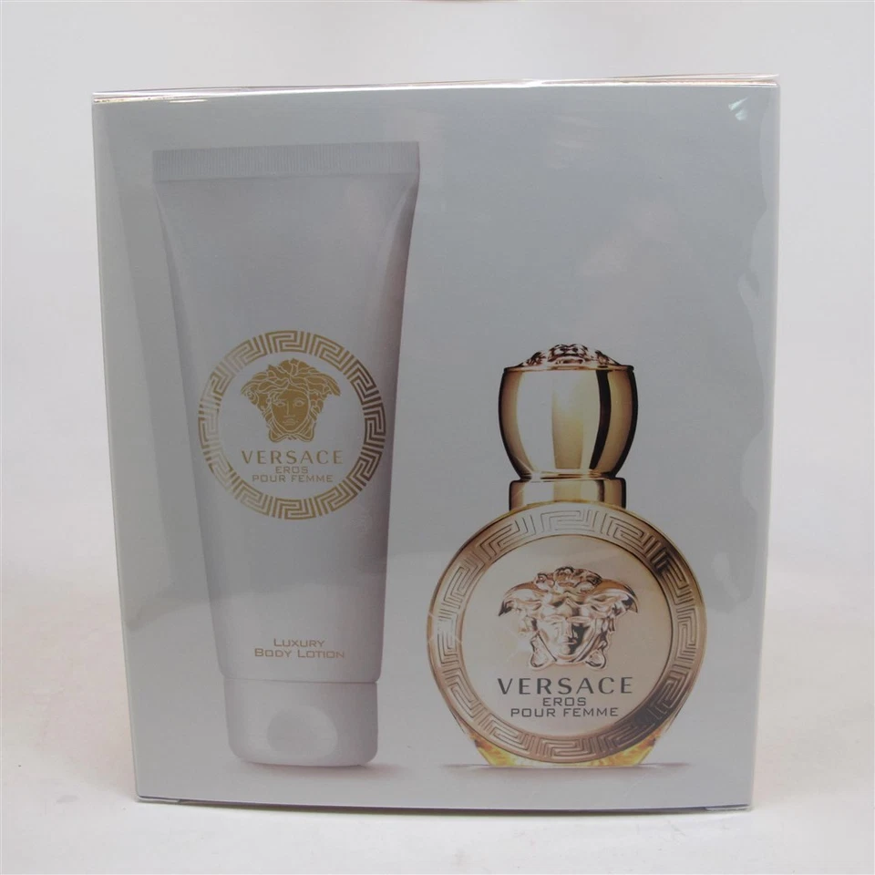 EROS Pour Femme by Versace 2 peças conjunto: 50 ml/1,7 oz spray EDP e loção de 3,4 oz novo na caixa - Imagem 1 de 1