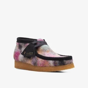 Clarks Originals STIVALE WALLABEE donna nero lana combinato taglia UK 4 - 6 1/2D - Foto 1 di 6