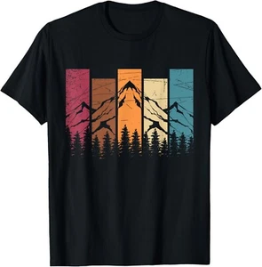 Wildlife Forest Nature Trees Retro Outdoors Mountains Hiking Gift Unisex T-Shirt - Picture 1 of 4