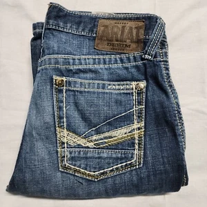 Ariat Men's Jeans 30x35 Blue Distressed Relaxed Fit Straight Leg Western Denim - Picture 1 of 13