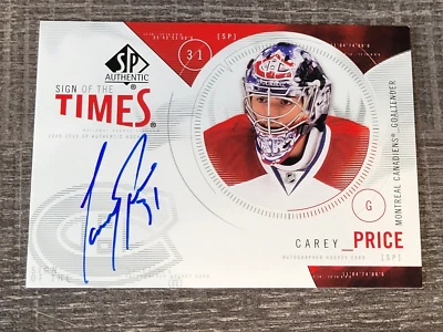 Carey Price Auto 2009-10 SP Authentic Sign of the Times Autograph Canadiens - Image 1 of 4