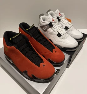 Jordan 14 Retro Ferrari 2025 & Jordan 4 Retro White Cement 2025- Men Size 10.5 - Picture 1 of 24