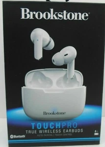 AURICULARES Brookstone Touchpro Verdaderos Inalámbricos Recargables BLANCOS Dientes Azules Nuevos en Caja - Imagen 1 de 1