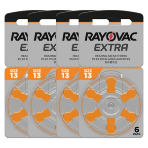 24 cells x Rayovac Extra Hearing Aid 13 Size batteries * Zinc air * Mercury free - Picture 1 of 2