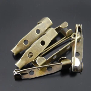 100 Stck. Antik Bronze Brosche Pin Rücken Eisen für Abzeichenherstellung Sicherheitsbar Verschluss - Bild 1 von 5