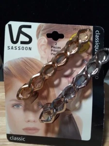 Vintage Vidal Sassoon Pair of Metal Barrettes Chain Link Style Gold & Silver NOS - Picture 1 of 1
