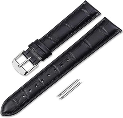 18mm 20mm 22mm Aligator Grain Genuine Leather Watch Band Strap - Image 1 of 4