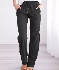 Black Drawstring-Waist Pocket Lounge Pants Size XL - Picture 1 of 3